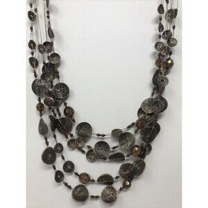 CHICO'S Necklace Floating Bronze Tone Discs Multi Strand Layer